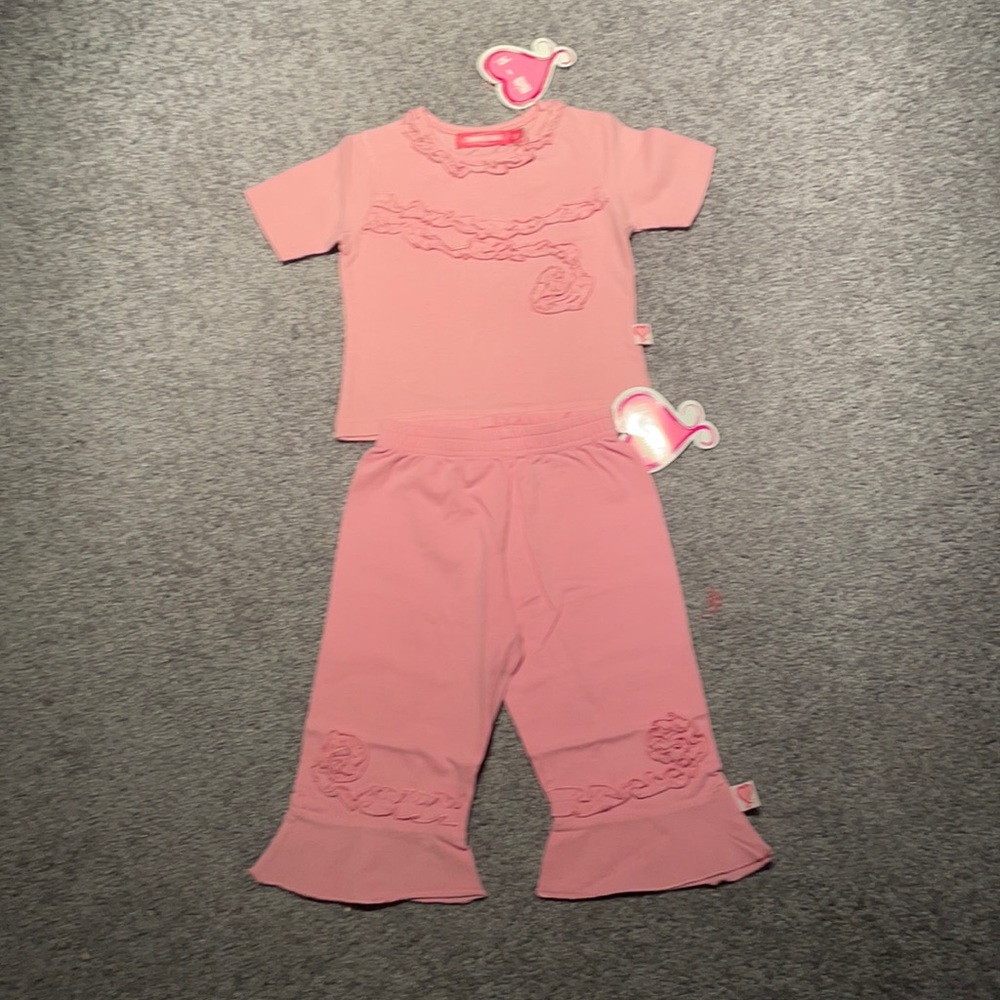 New Mim-Pi Pink SS Top & Ruffle Bottoms Set